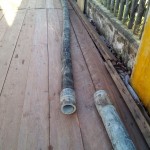 Schlauch - durch diesen wird der Beton zur Baugrube gepumpt.