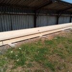 Deckenbalken und Holzrahmensteher - vor Schnitt - im Sägewerk